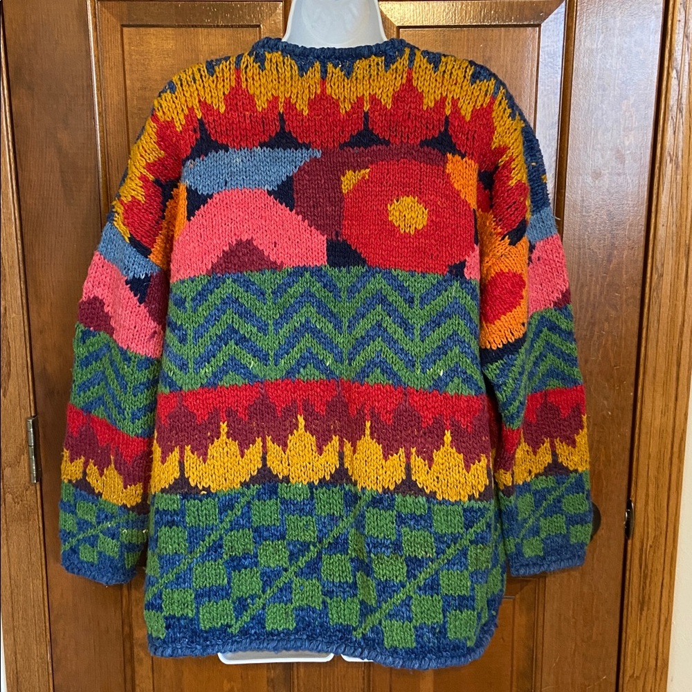 Vintage Express Tricot Cardigan Women One Size Handknit Wool Aztec Incan OS - Picture 6 of 11